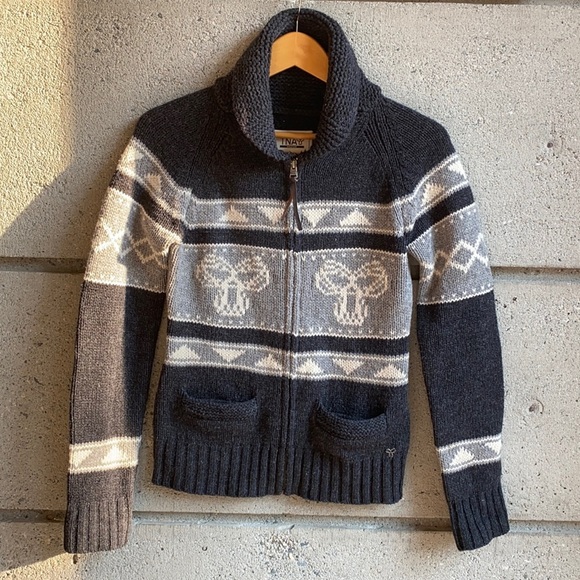 Aritzia TNA Lambswool Zip Up Sweater - Picture 1 of 15